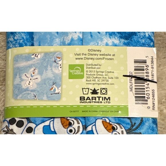 Disney Frozen Olaf Printed Cotton Fabric 36" X 43" Blue White Springs Creative - Picture 4 of 5